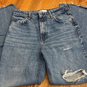 Zara Flare & Wide Leg Jeans - Distressed Blue
